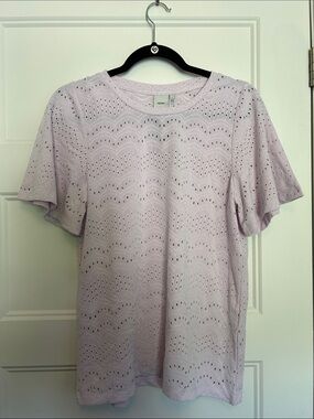 ICHI Lavender Eyelet Short Sleeve Tee